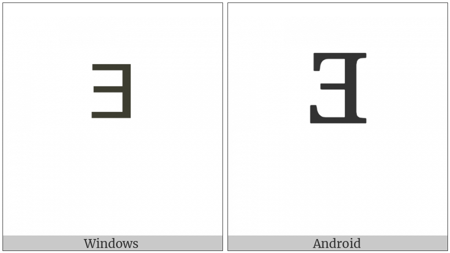 Modifier Letter Capital Reversed E on various operating systems