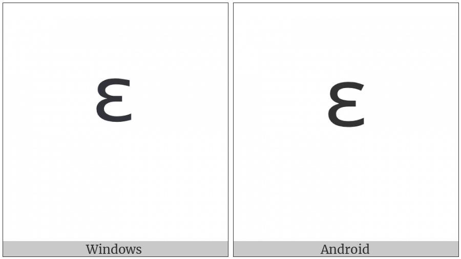 Modifier Letter Small Open E on various operating systems
