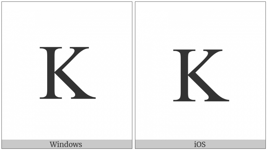 Latin Capital Letter K on various operating systems