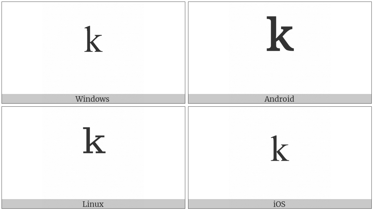 Modifier Letter Small K on various operating systems