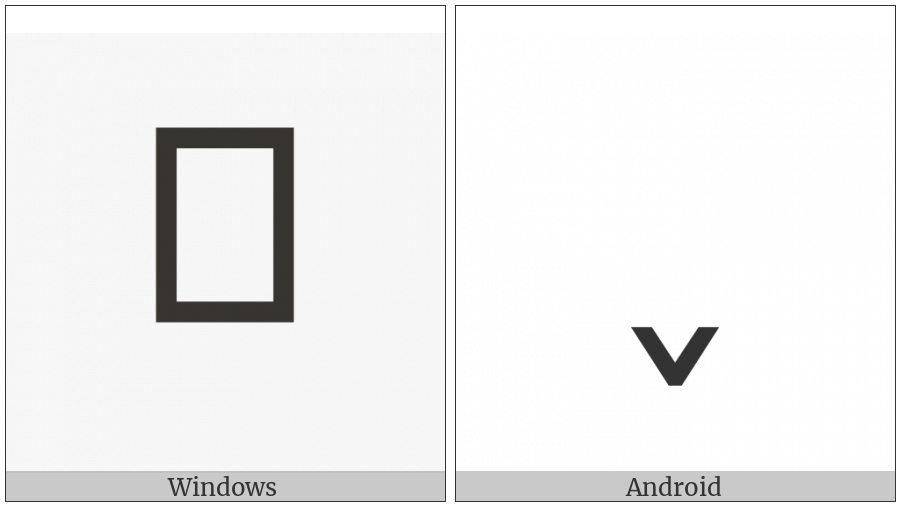 Modifier Letter Low Down Arrowhead on various operating systems