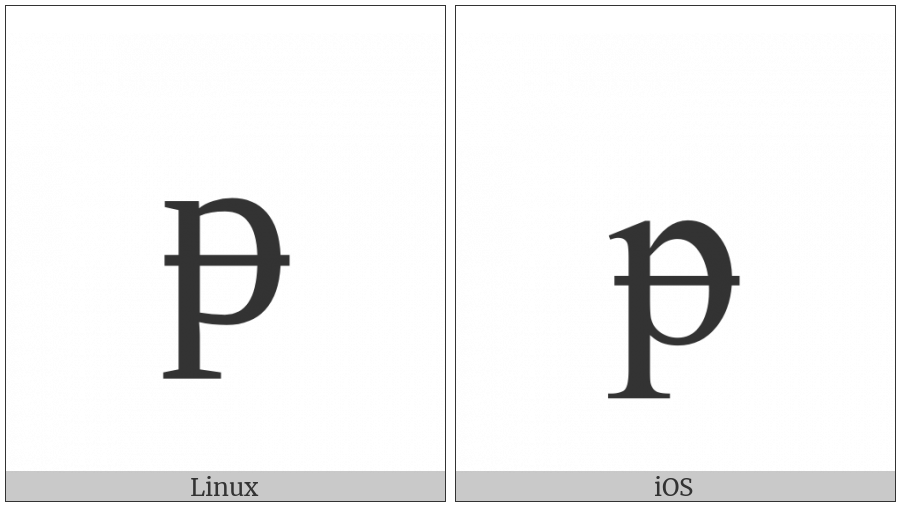 Latin Small Letter P With Stroke on various operating systems
