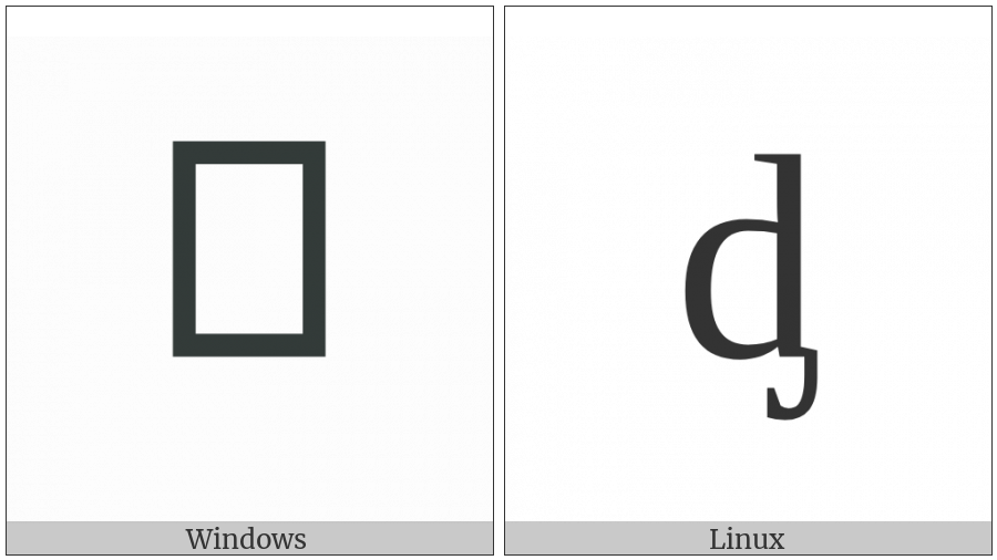 Latin Small Letter D With Palatal Hook on various operating systems