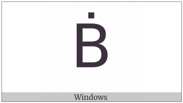 Latin Capital Letter B With Dot Above on various operating systems