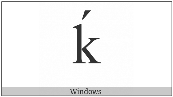 Latin Small Letter K With Acute on various operating systems