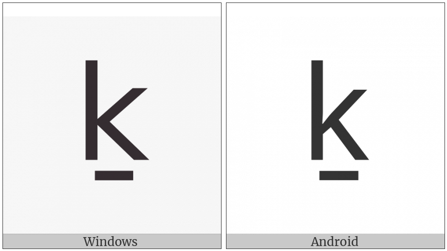 Latin Small Letter K With Line Below on various operating systems