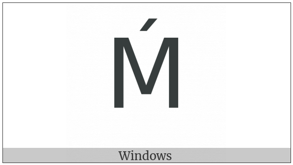 Latin Capital Letter M With Acute on various operating systems