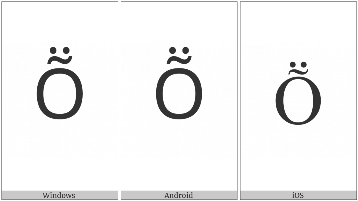 Latin Capital Letter O With Tilde And Diaeresis on various operating systems