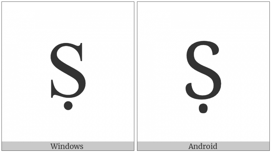 Latin Capital Letter S With Dot Below on various operating systems