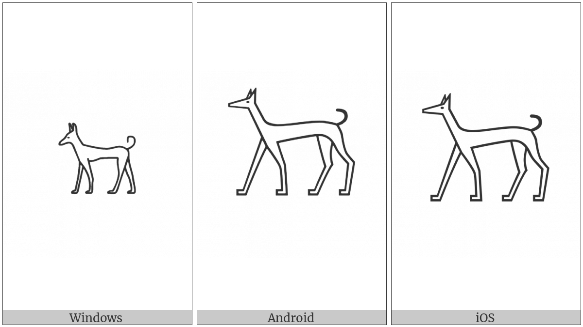 Egyptian Hieroglyph E014 on various operating systems