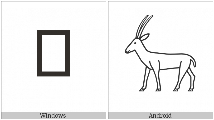Egyptian Hieroglyph E028 on various operating systems