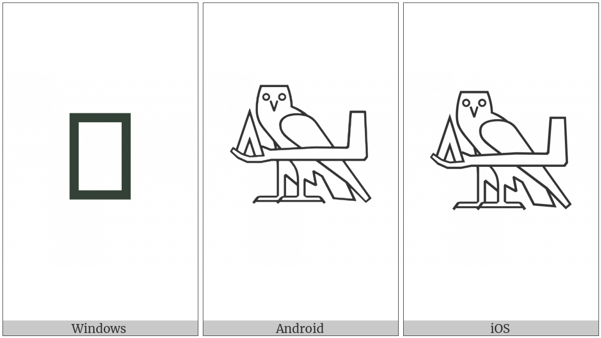 Egyptian Hieroglyph G019 on various operating systems