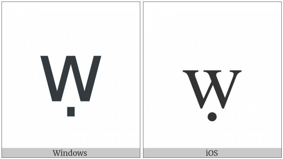 Latin Small Letter W With Dot Below on various operating systems