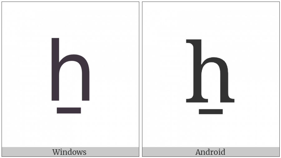 Latin Small Letter H With Line Below on various operating systems
