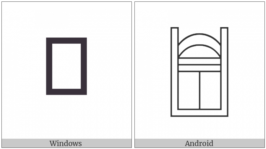 Egyptian Hieroglyph O020A on various operating systems