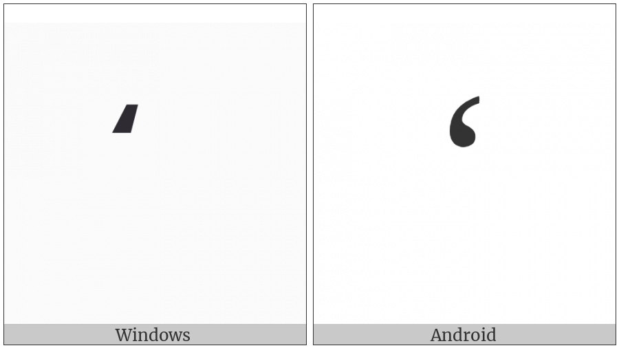 Combining Turned Comma Above on various operating systems