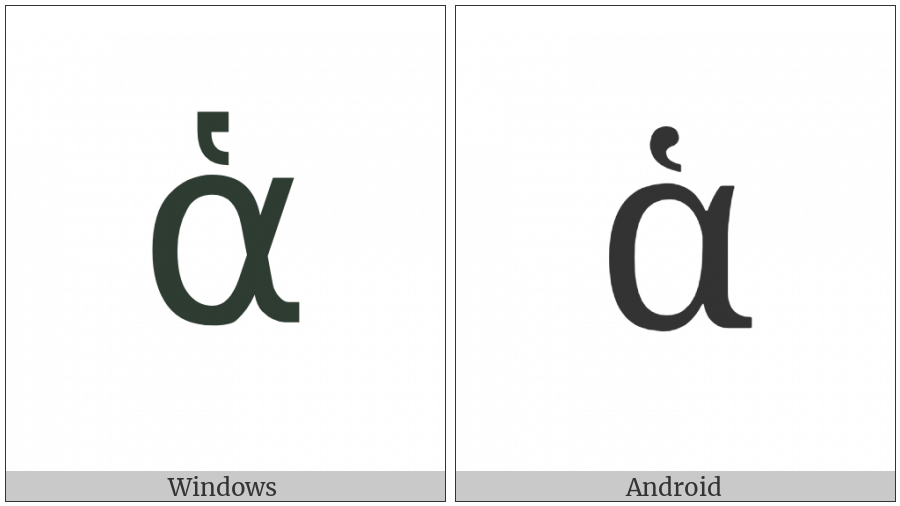 Greek Small Letter Alpha With Dasia on various operating systems