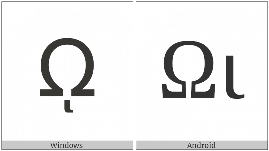 Greek Capital Letter Omega With Prosgegrammeni on various operating systems