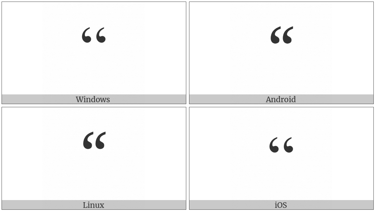 Left Double Quotation Mark on various operating systems