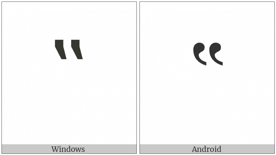 Double High-Reversed-9 Quotation Mark on various operating systems