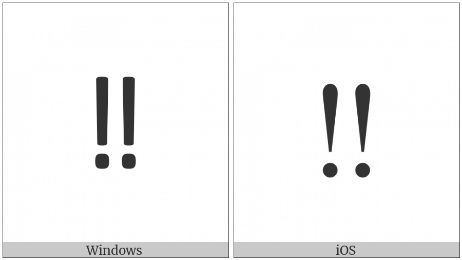 Double Exclamation Mark on various operating systems