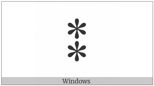 Two Asterisks Aligned Vertically on various operating systems