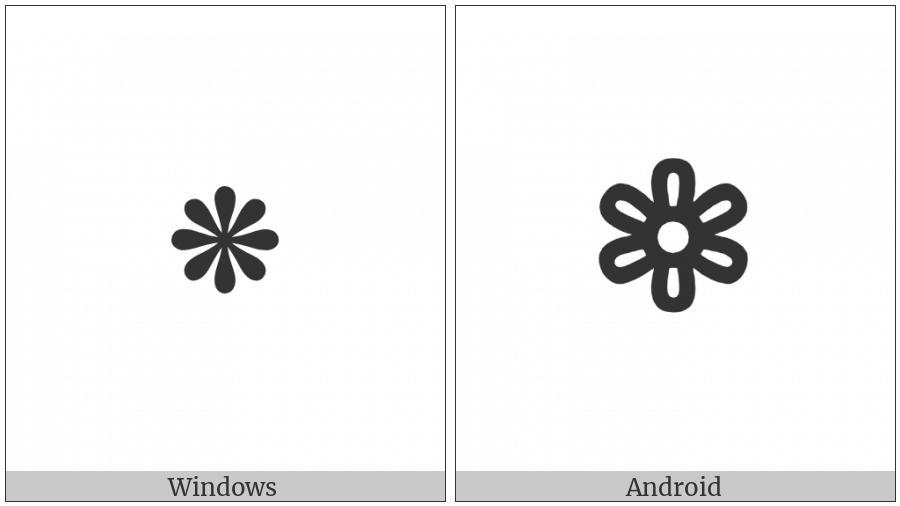 Flower Punctuation Mark on various operating systems