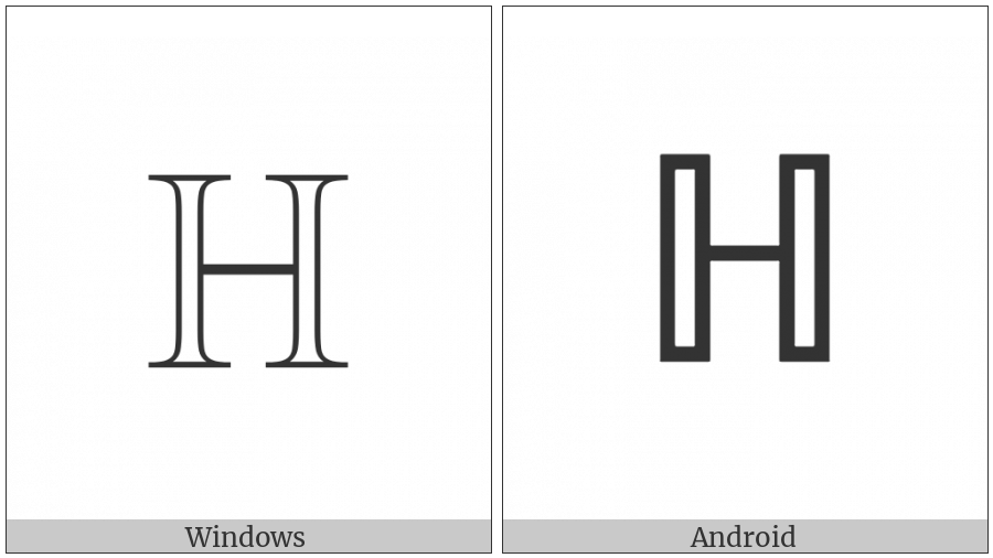 Double-Struck Capital H on various operating systems