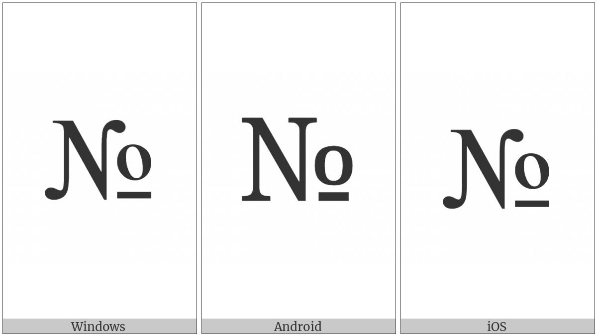 Numero Sign on various operating systems