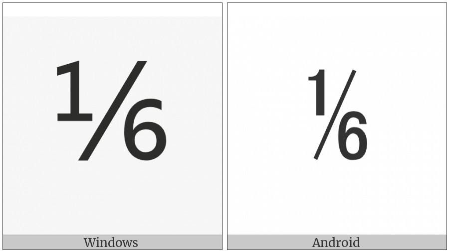 Vulgar Fraction One Sixth on various operating systems