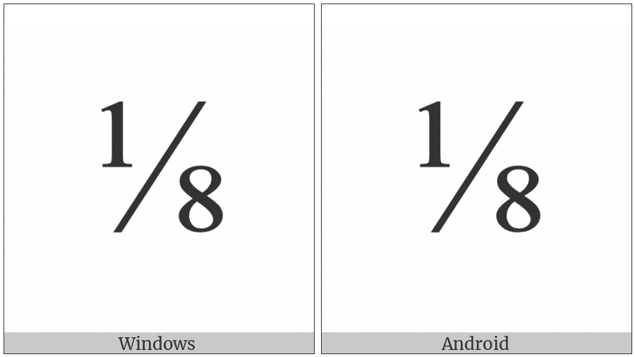 Vulgar Fraction One Eighth on various operating systems
