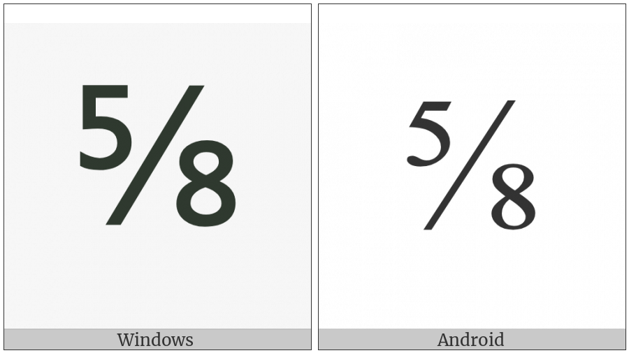 Vulgar Fraction Five Eighths on various operating systems