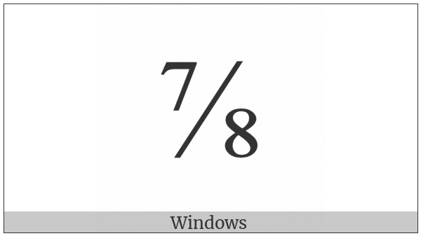 Vulgar Fraction Seven Eighths on various operating systems