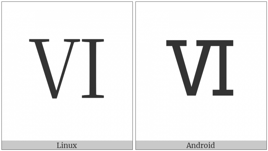 Roman Numeral Six on various operating systems