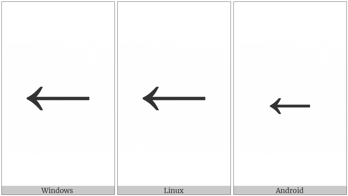 Leftwards Arrow on various operating systems