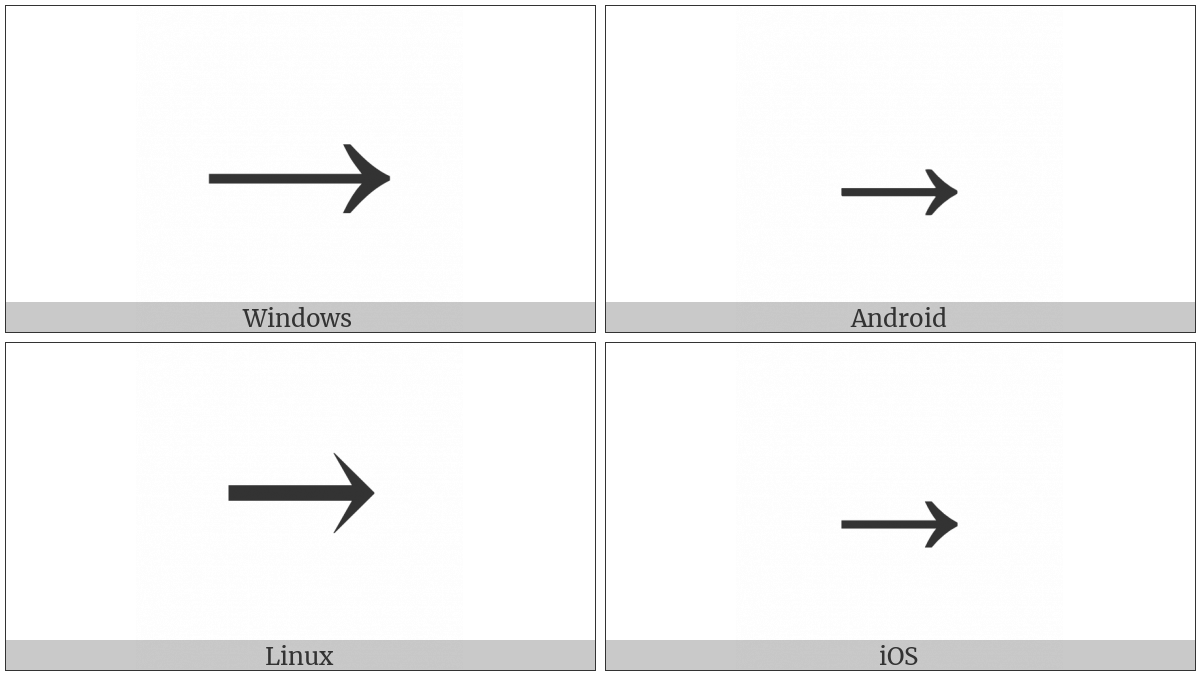 Rightwards Arrow on various operating systems