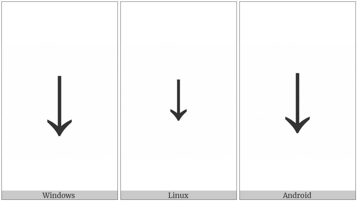 Downwards Arrow on various operating systems