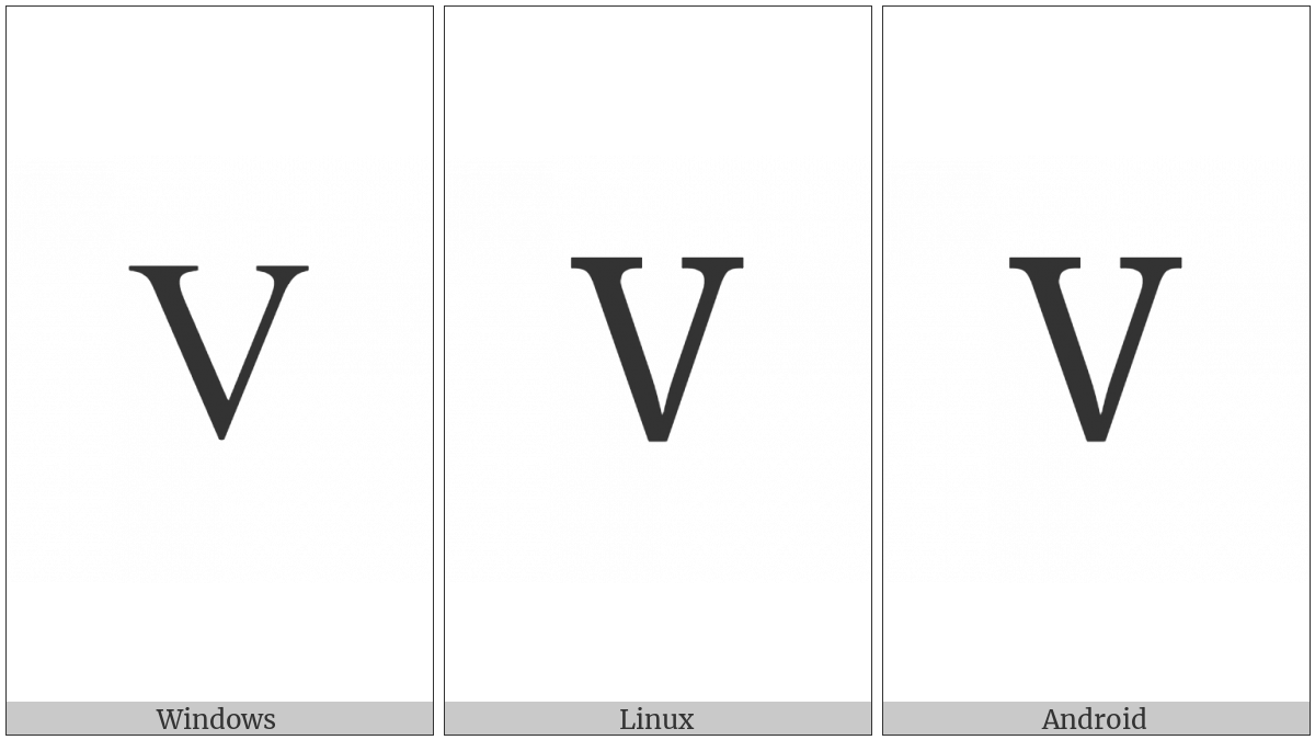 Latin Capital Letter V on various operating systems