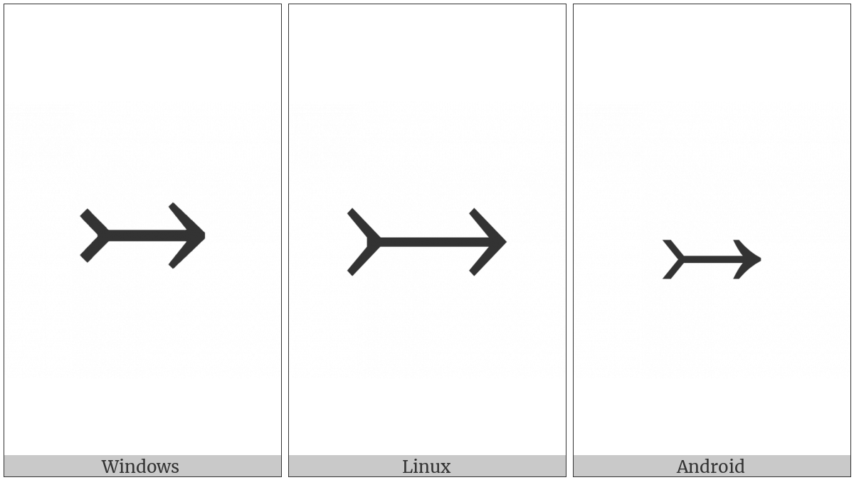 Rightwards Arrow With Tail on various operating systems