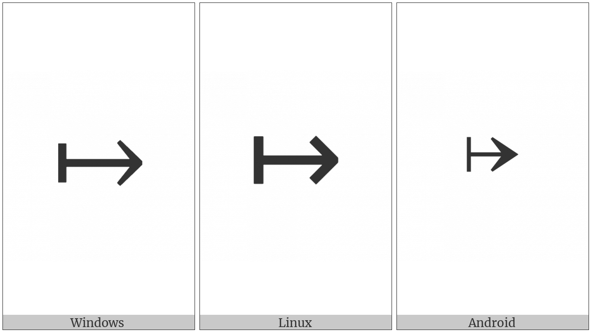 Rightwards Arrow From Bar on various operating systems