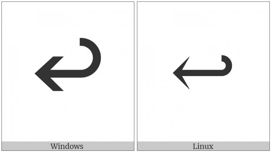 Leftwards Arrow With Hook on various operating systems