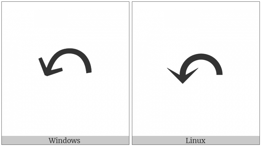 Anticlockwise Top Semicircle Arrow on various operating systems