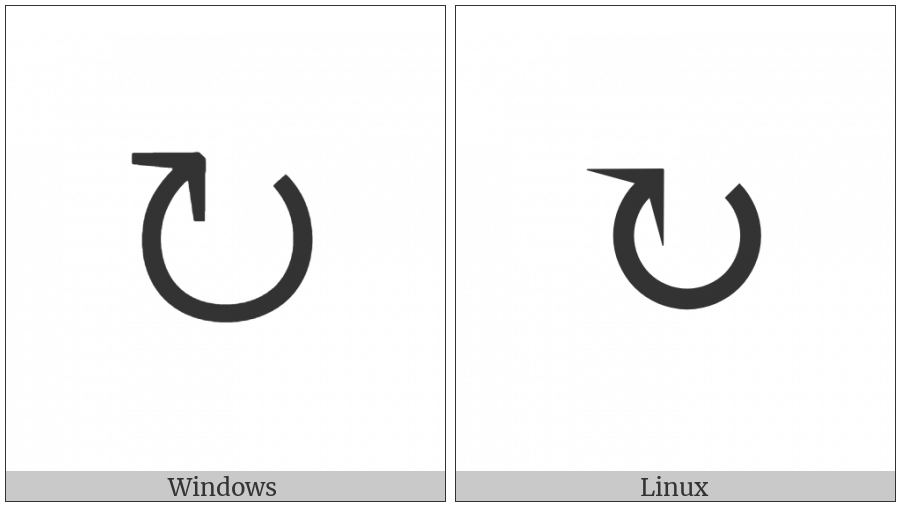 Clockwise Open Circle Arrow on various operating systems