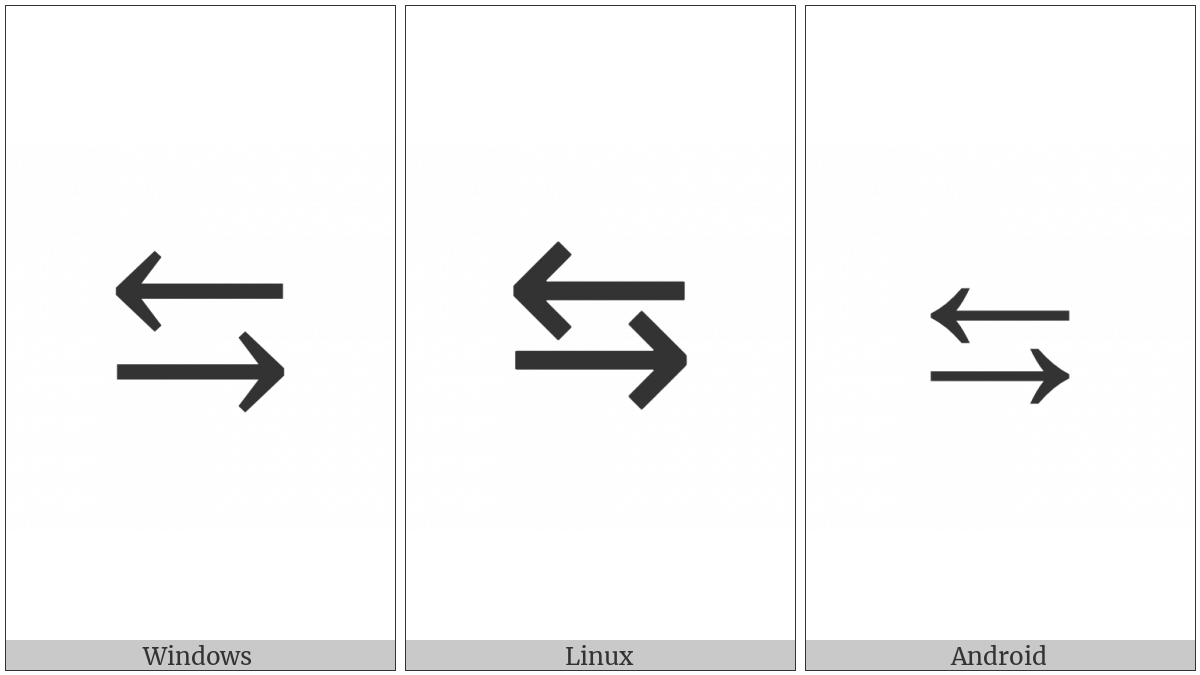 Leftwards Arrow Over Rightwards Arrow on various operating systems