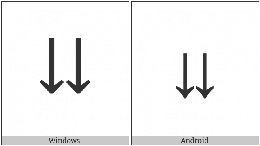 Downwards Paired Arrows on various operating systems