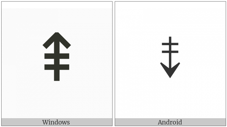 Upwards Arrow With Double Stroke on various operating systems