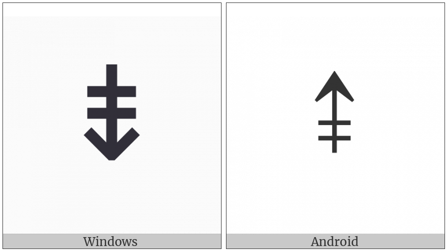 Downwards Arrow With Double Stroke on various operating systems