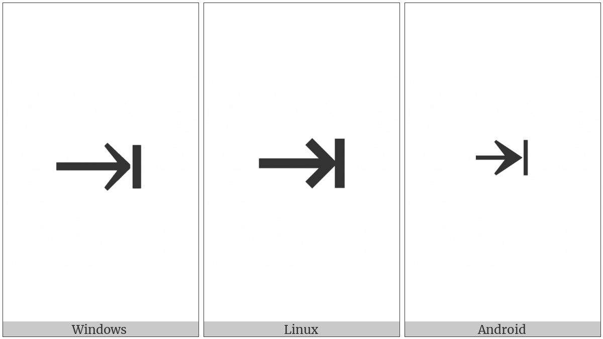 Rightwards Arrow To Bar on various operating systems