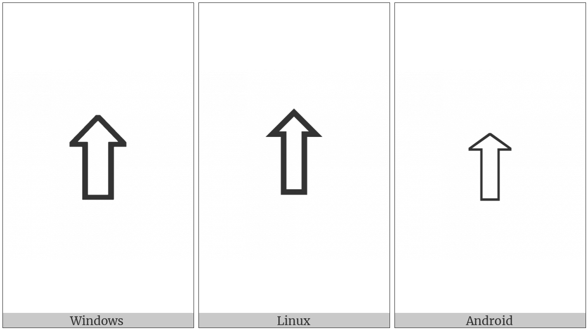 Upwards White Arrow on various operating systems