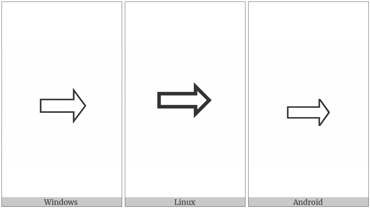 Rightwards White Arrow on various operating systems